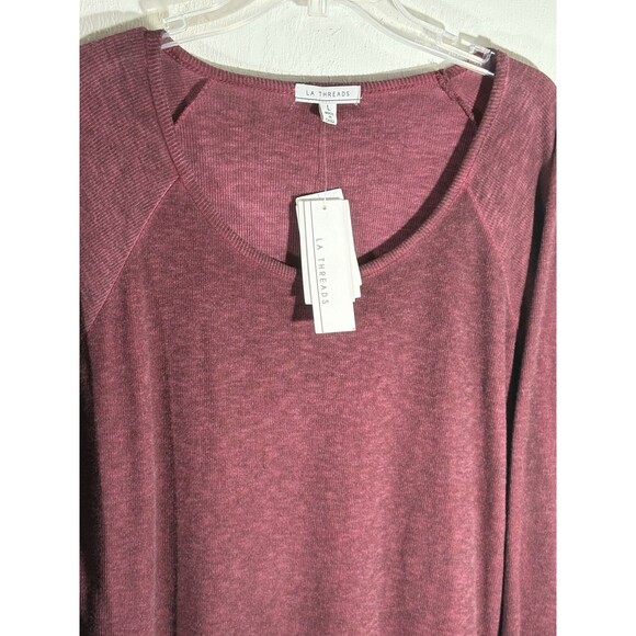 LA Threads NWT Women Burgundy LG Peasant Bohemian Blouse Lace Belle Flare Sleeve - Picture 5 of 9